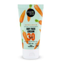   Organic Shop fényvédő nappali arckrém sárgarépával és antioxidánsokkal spf30 normál és száraz bőrre 50 ml